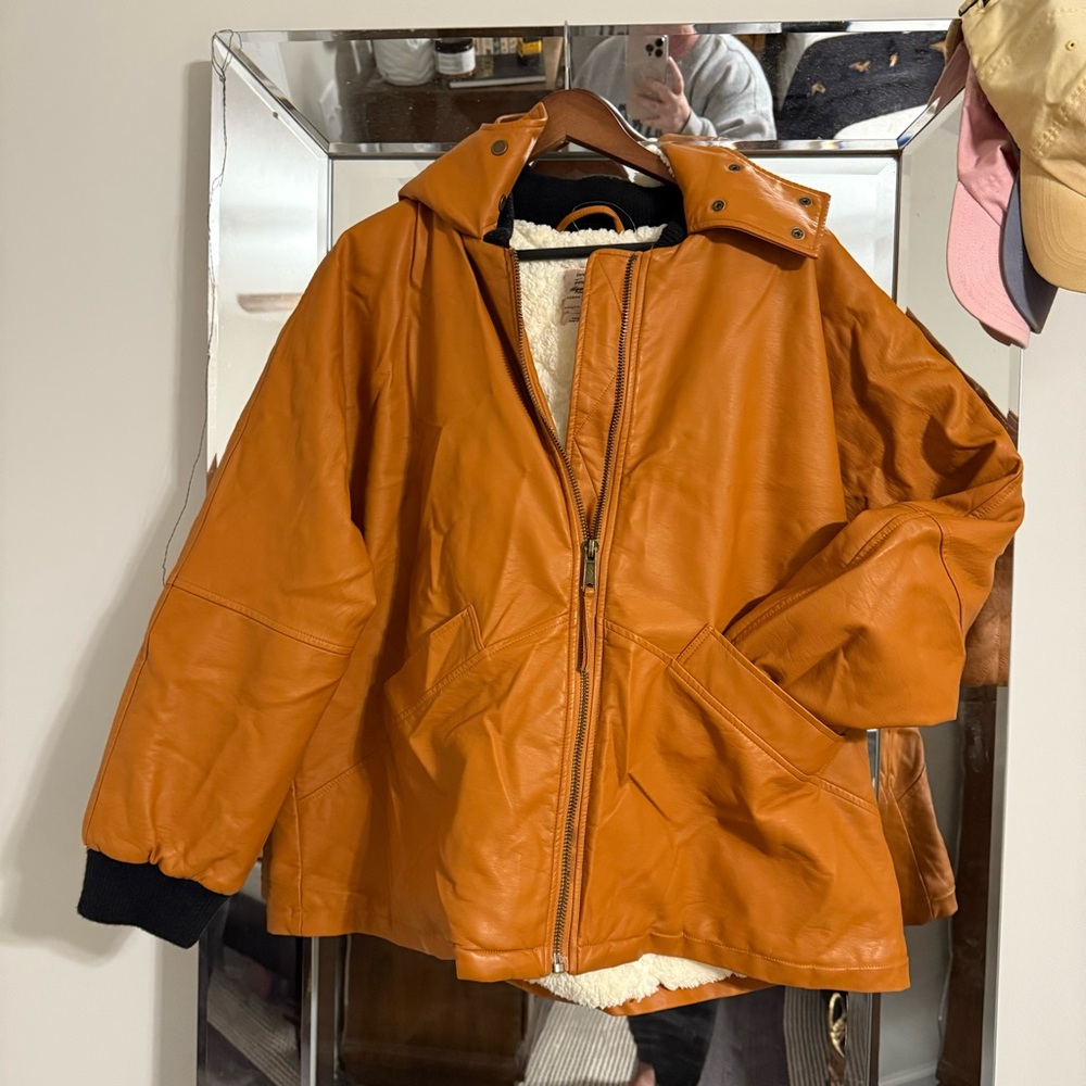 Free People; We The Free - Moxy Trapeze Vegan Leather Jacket - Picture 3 of 11